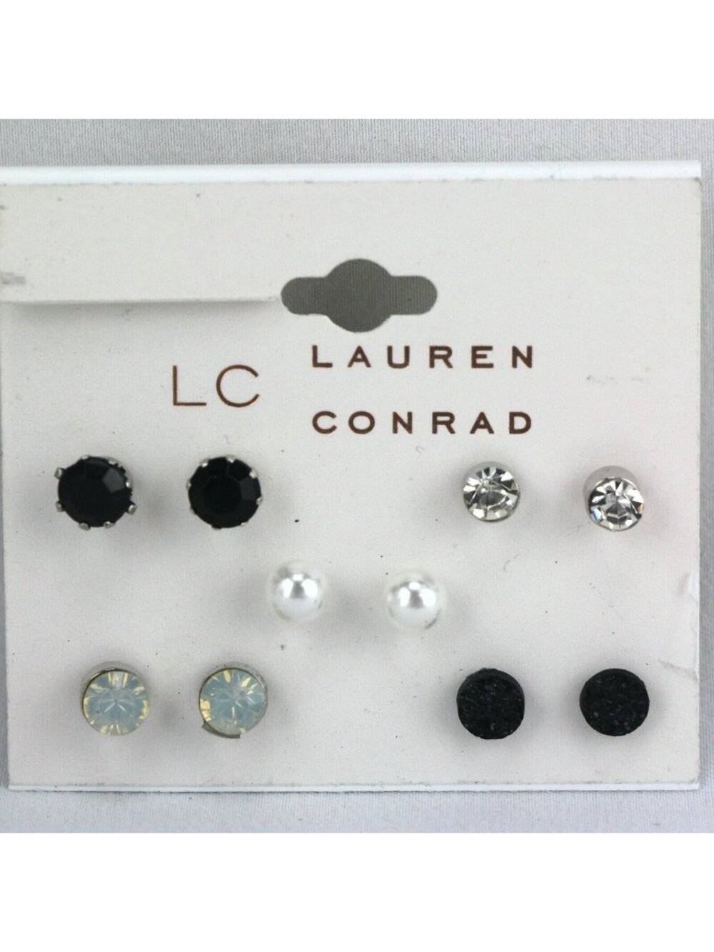 LC Lauren Conrad Earrings 5 Pairs Multi-Color 1/4" Rhinestone & Faux Pearl Stud